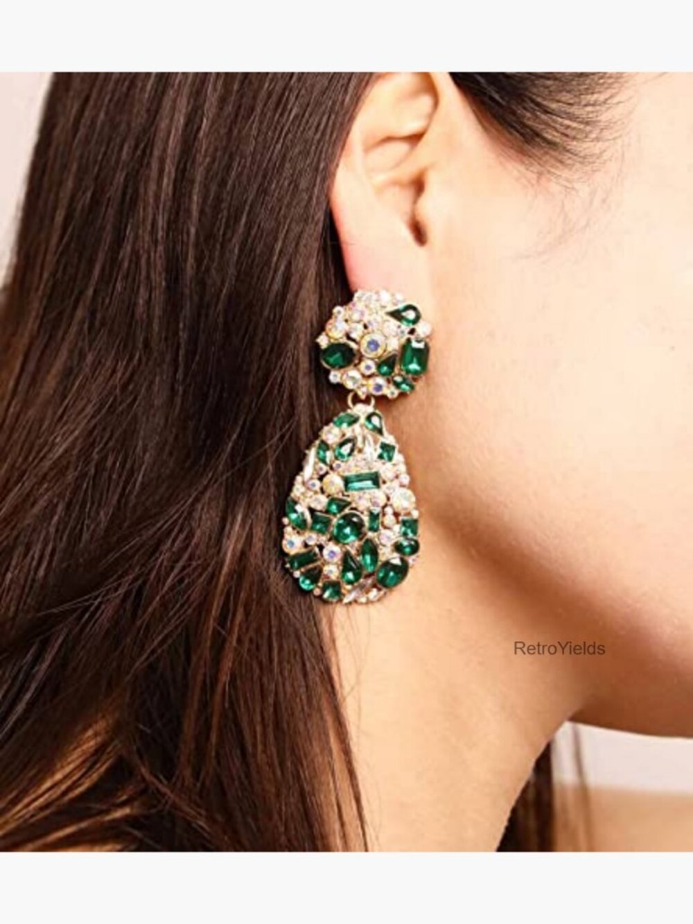 Drop & Dangle Teardrop Rhinestone Statement Earrings - Picture 6 of 6